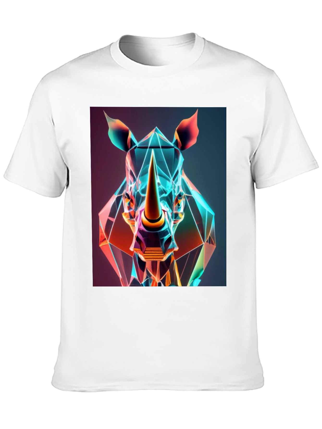Geometric Rhino Graphic Tee - Modern Animal Art