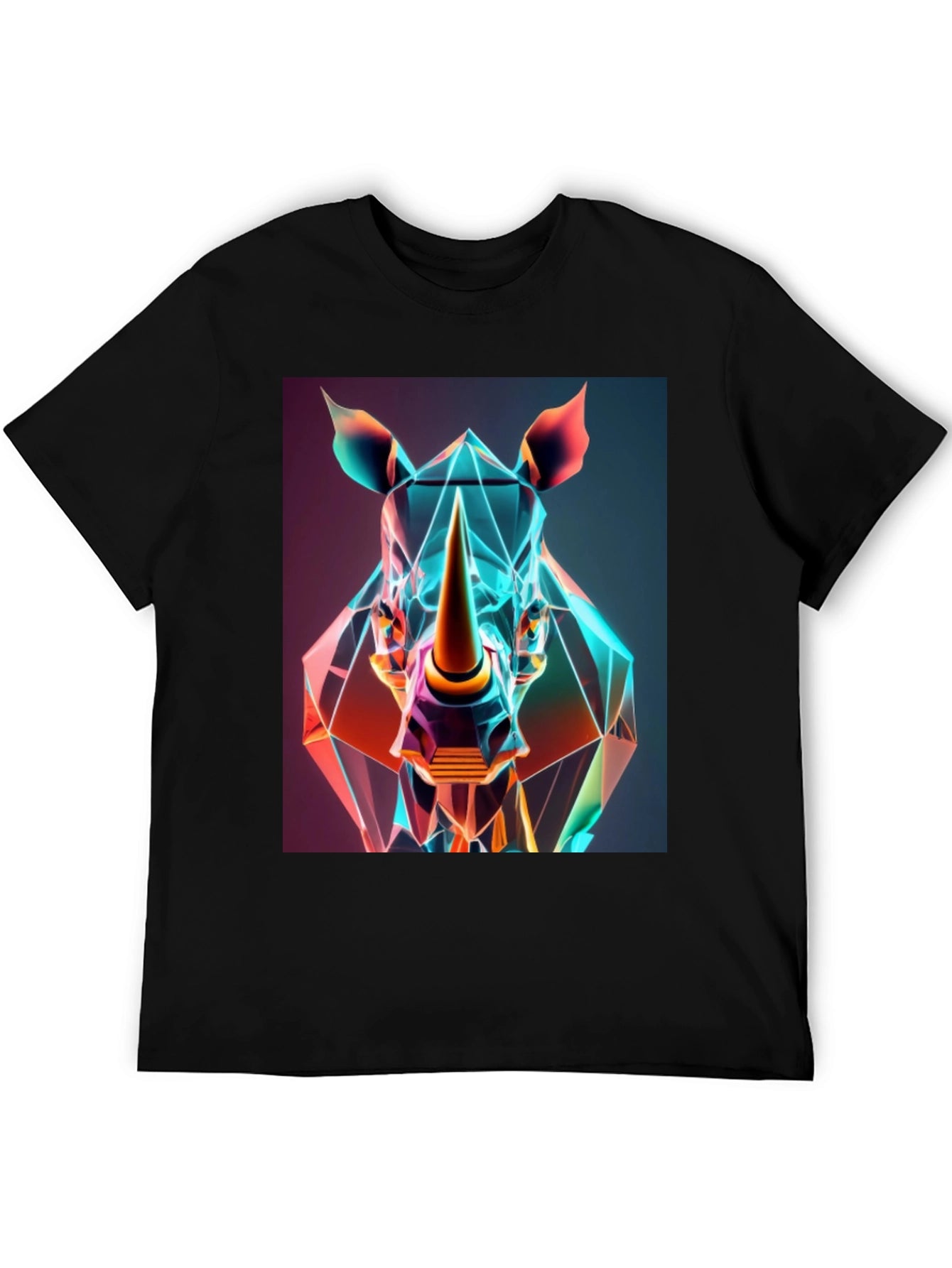 Geometric Rhino Graphic Tee - Modern Animal Art
