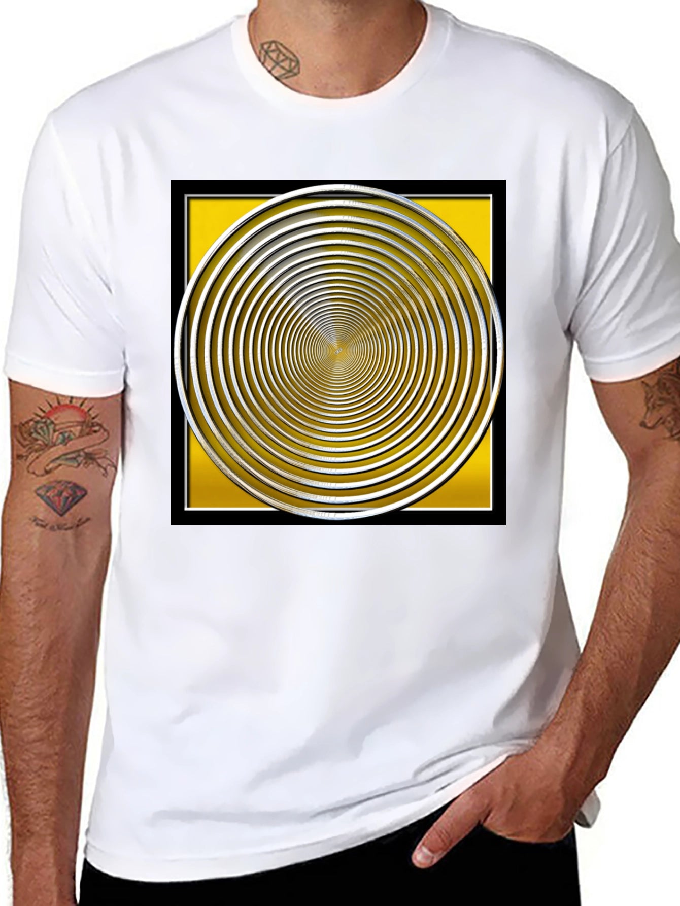 Hypnotic Illusion Graphic Tee - Black Cotton Blend