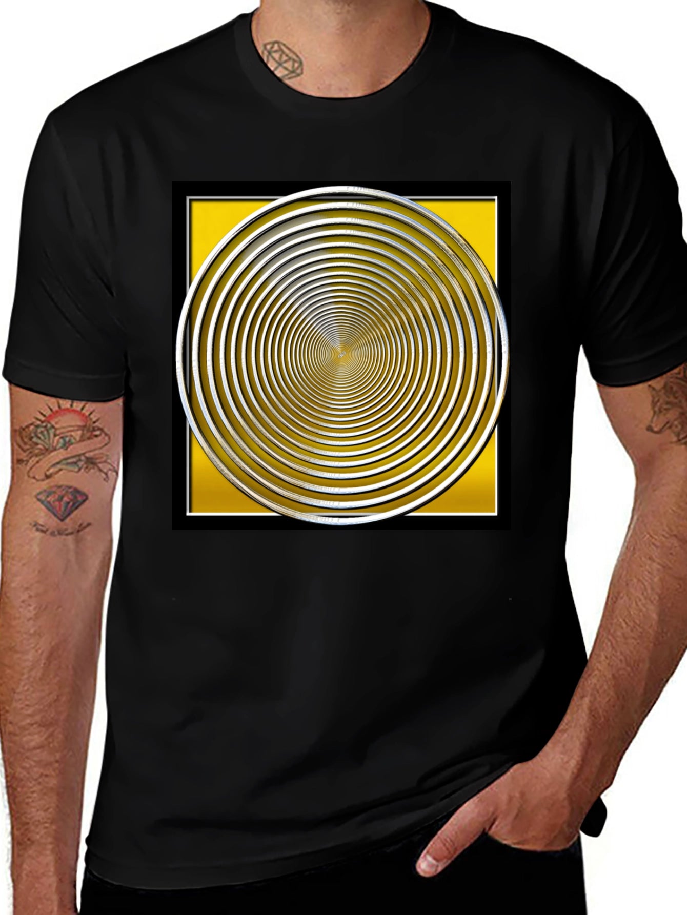 Hypnotic Illusion Graphic Tee - Black Cotton Blend