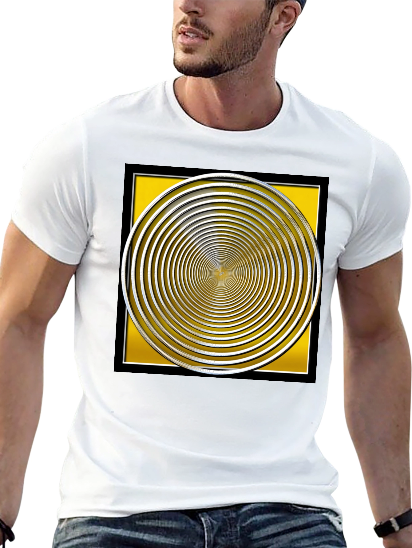 Hypnotic Illusion Graphic Tee - Black Cotton Blend