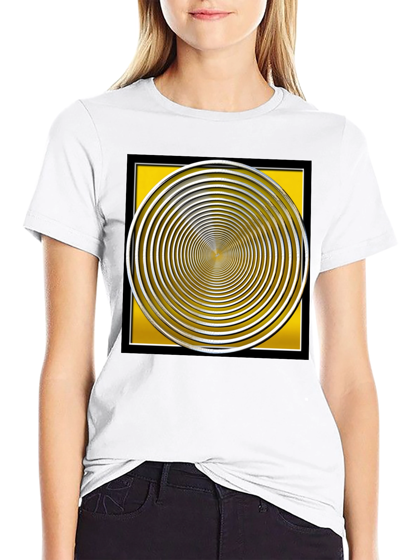 Hypnotic Illusion Graphic Tee - Black Cotton Blend