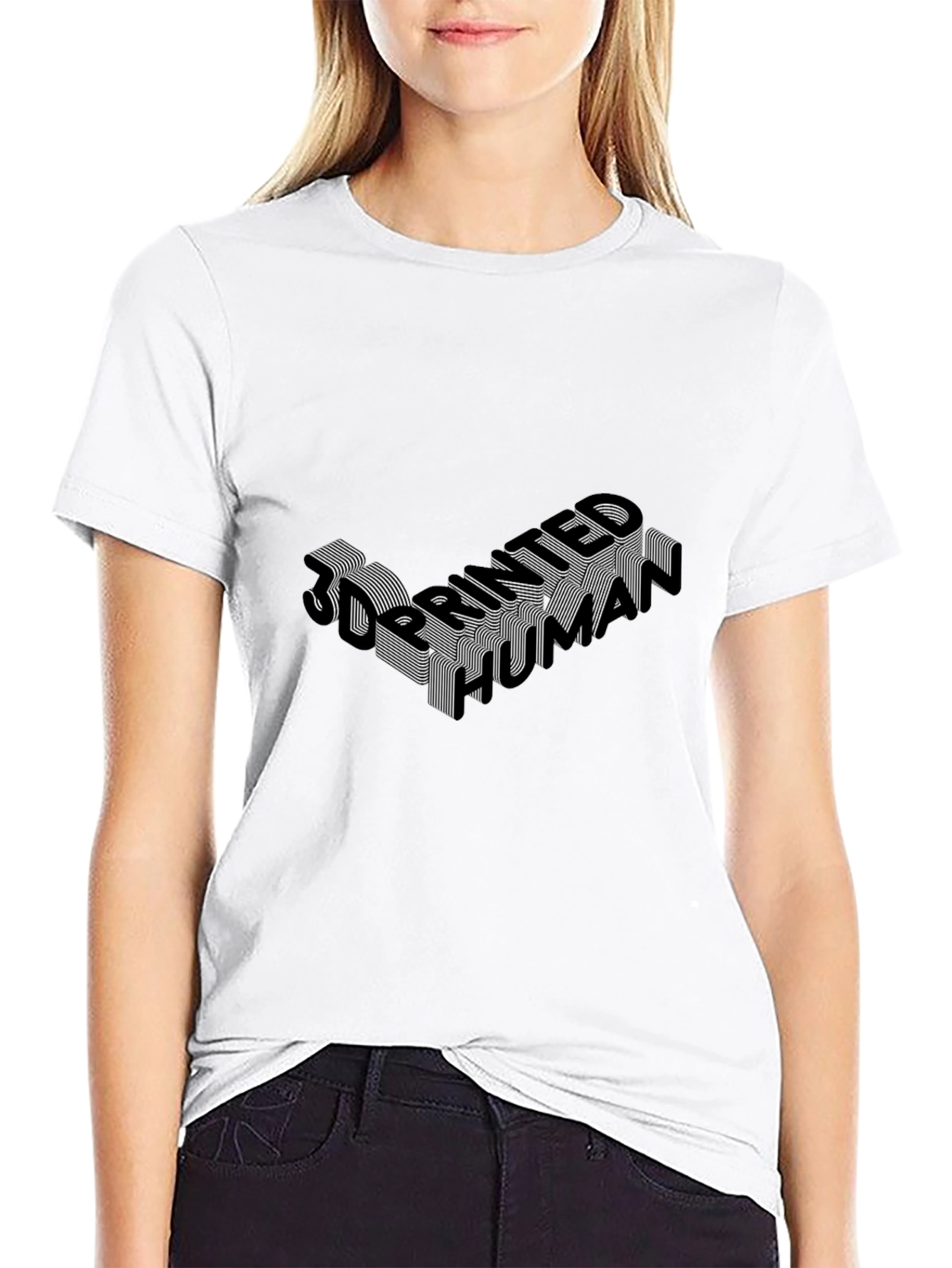 3D Printed Human Black Graphic Tee
