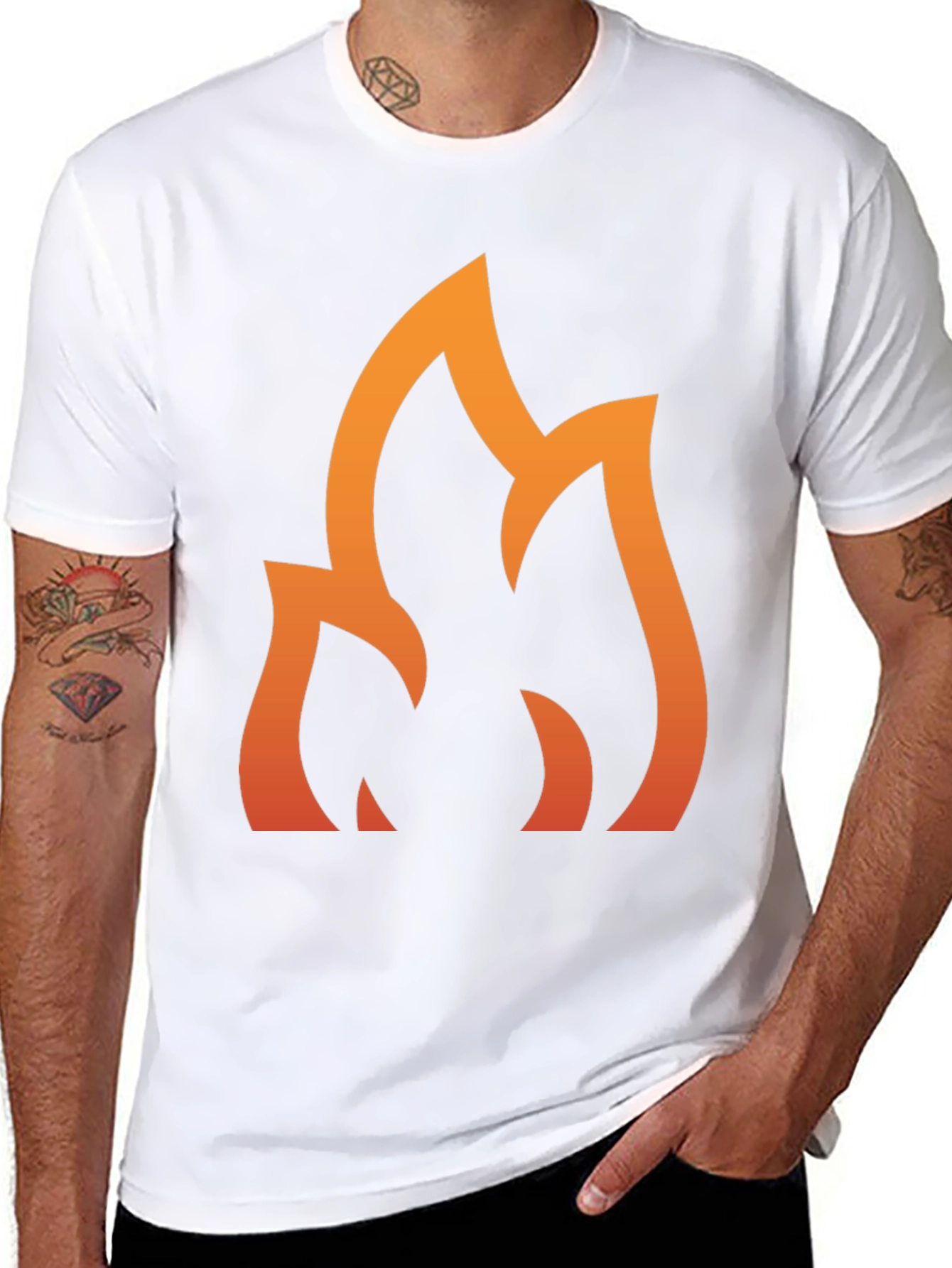 Flame Graphic Tee - Stylish Black Cotton T-Shirt