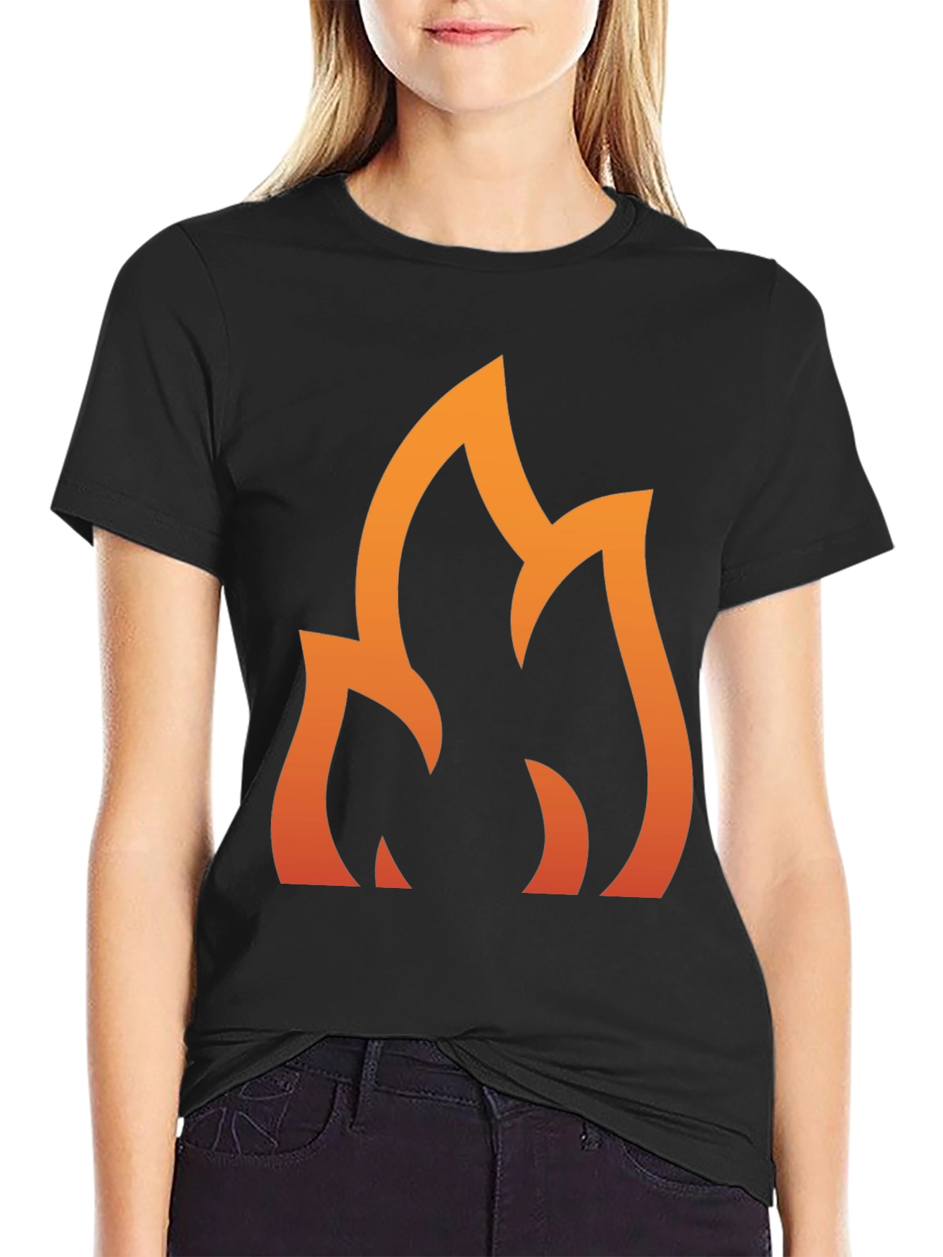 Flame Graphic Tee - Stylish Black Cotton T-Shirt
