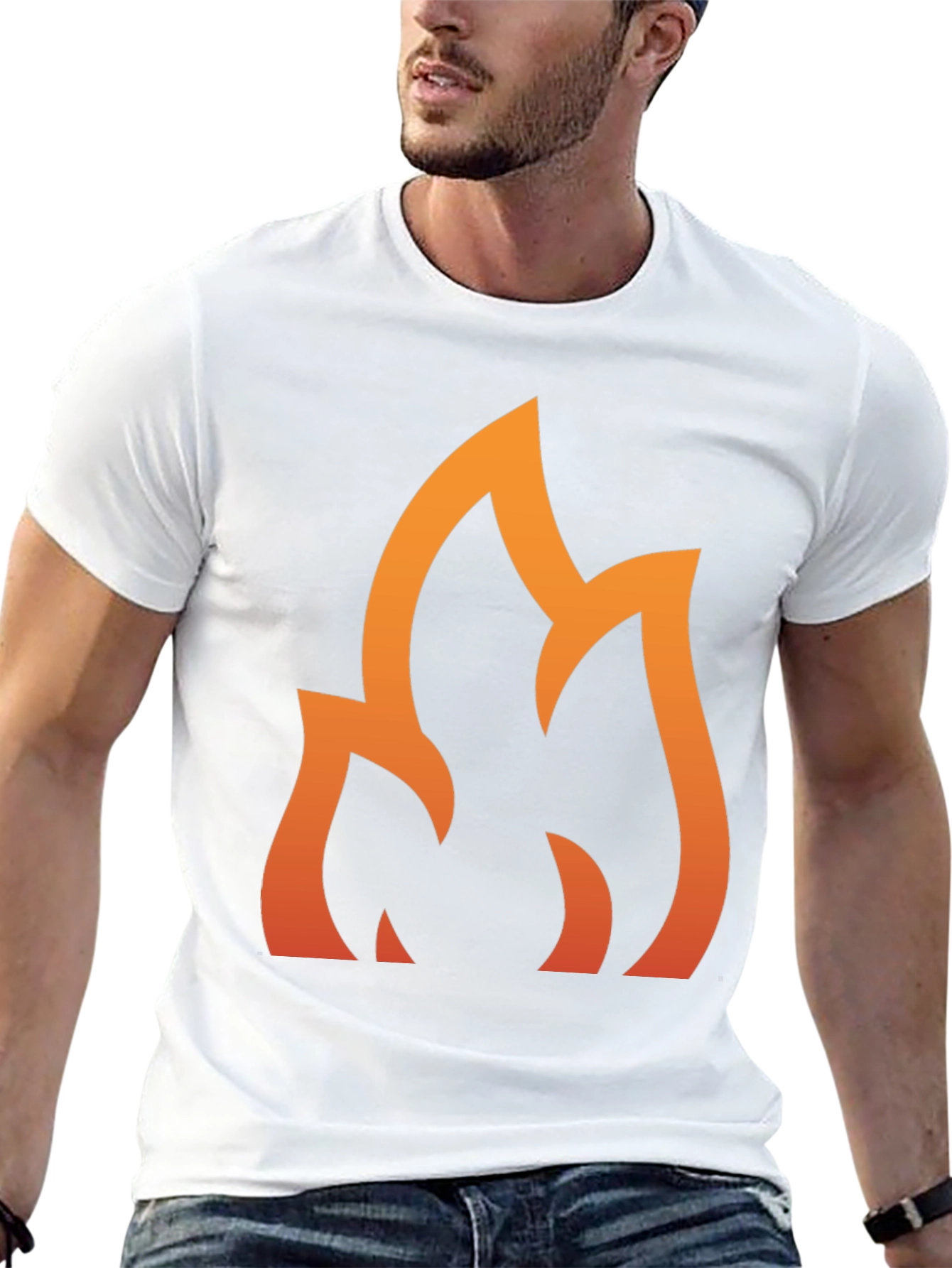 Flame Graphic Tee - Stylish Black Cotton T-Shirt