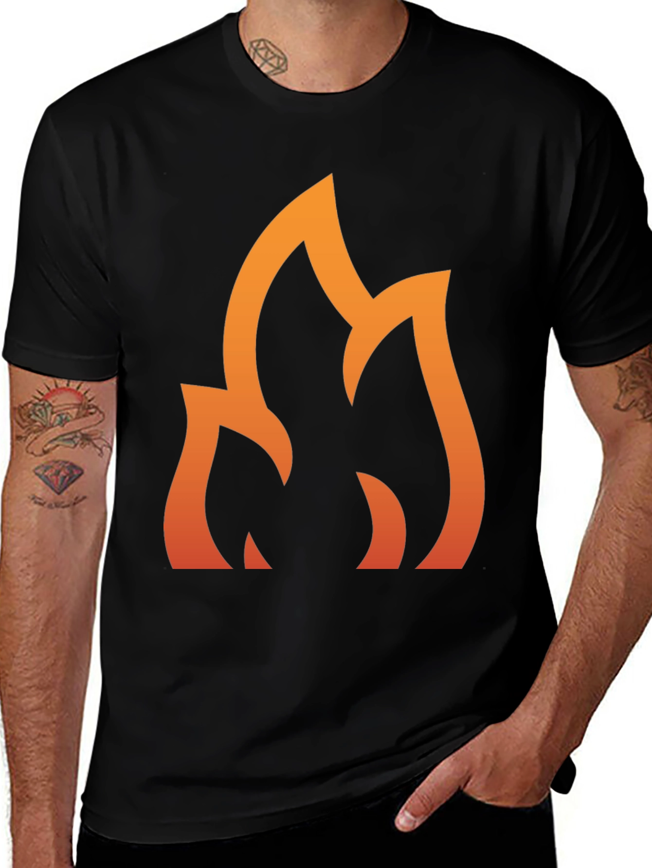 Flame Graphic Tee - Stylish Black Cotton T-Shirt