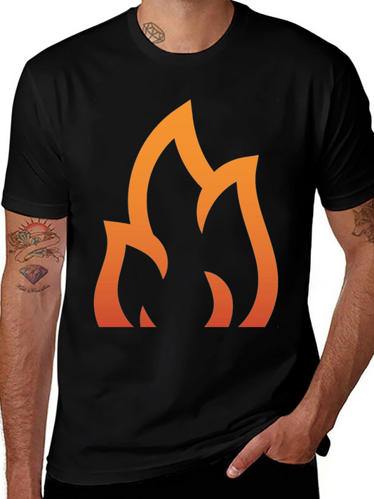 Flame Graphic Tee - Stylish Black Cotton T-Shirt
