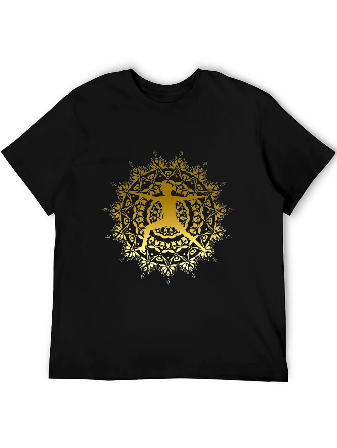 Yoga Mandala Graphic Tee - Black Cotton Blend T-Shirt