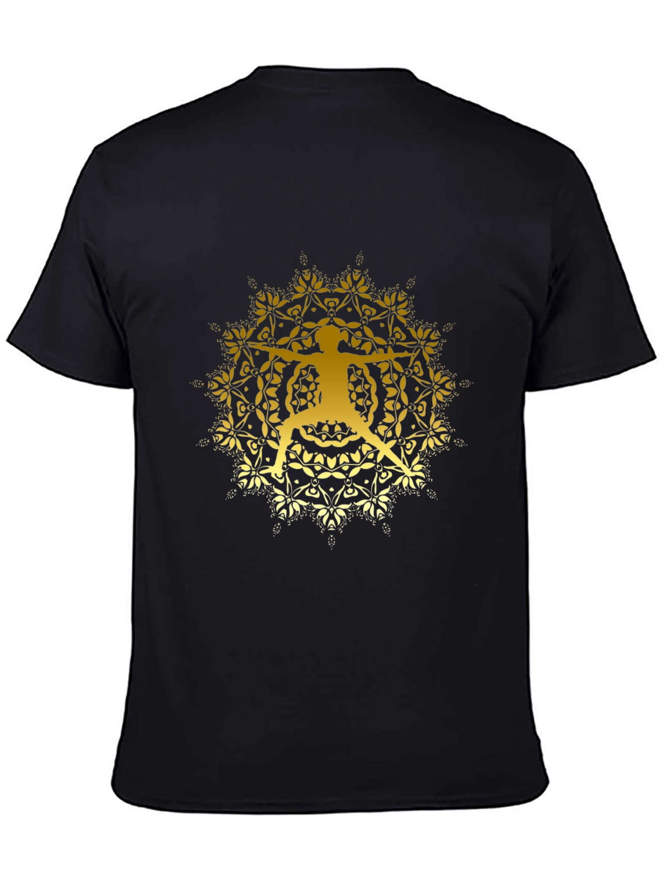 Yoga Mandala Graphic Tee - Black Cotton Blend T-Shirt
