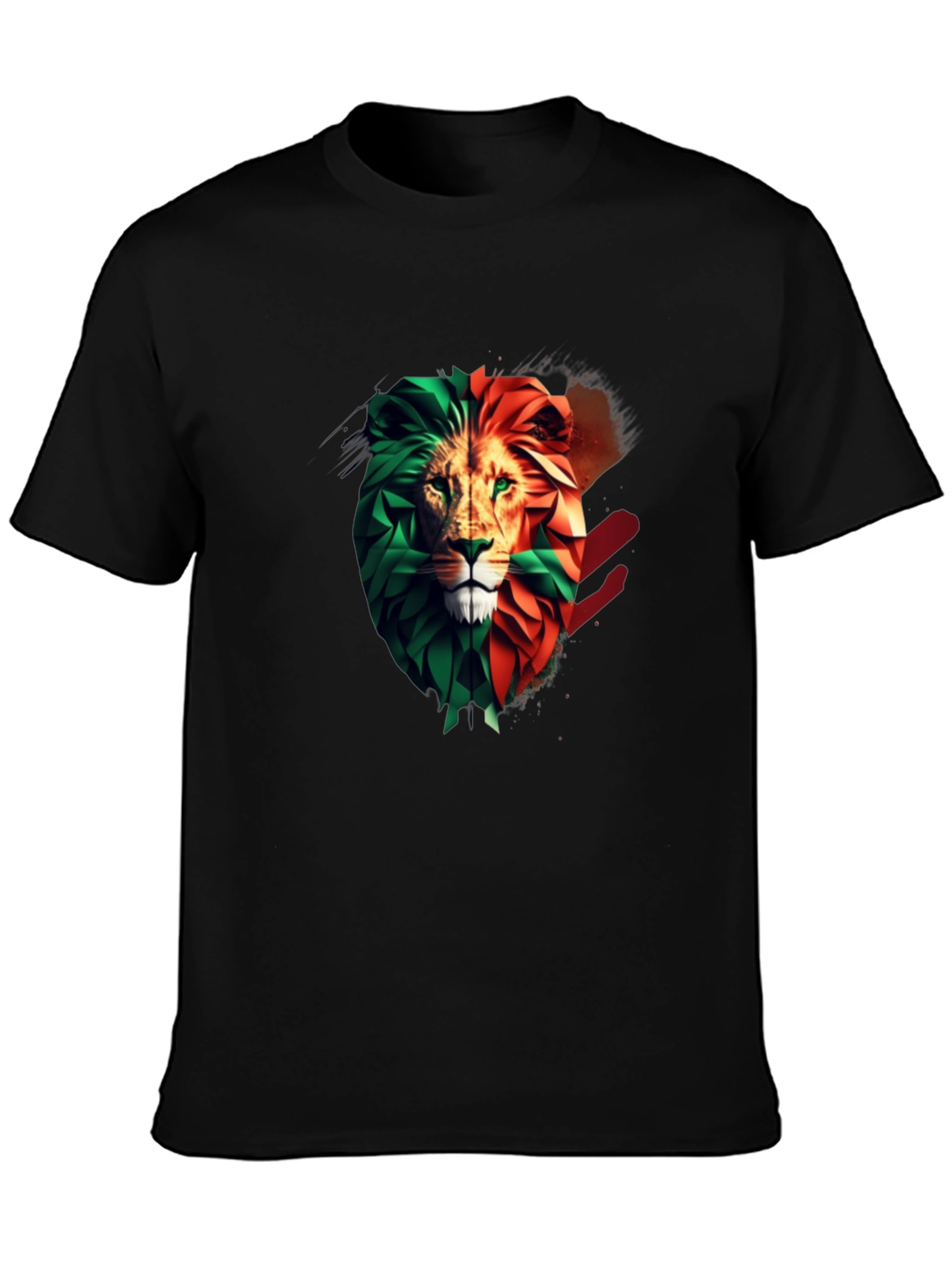 Lion Head Two-Tone Graphic Print T-Shirt