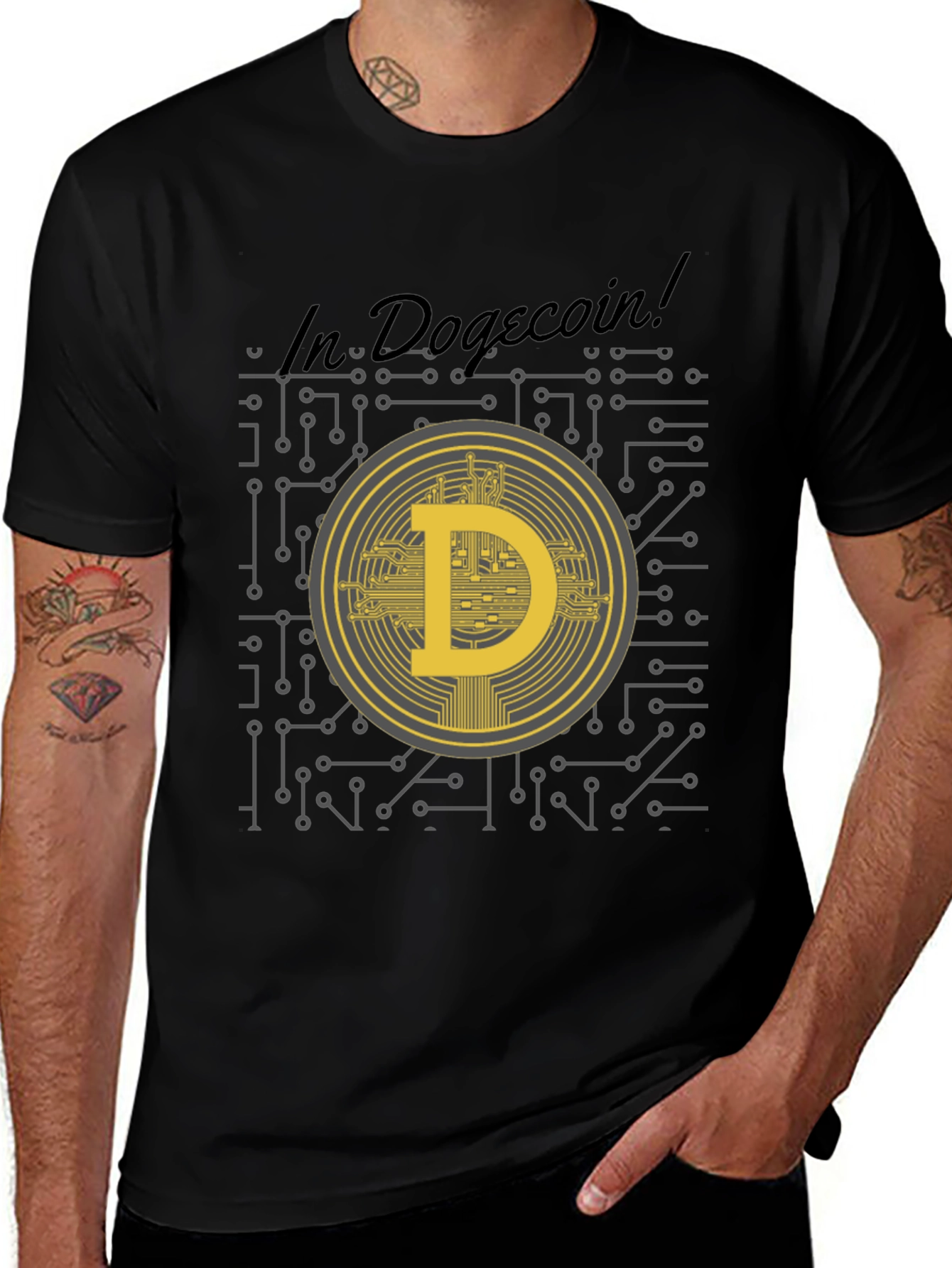 Dogecoin Crypto Graphic T-Shirt - Black