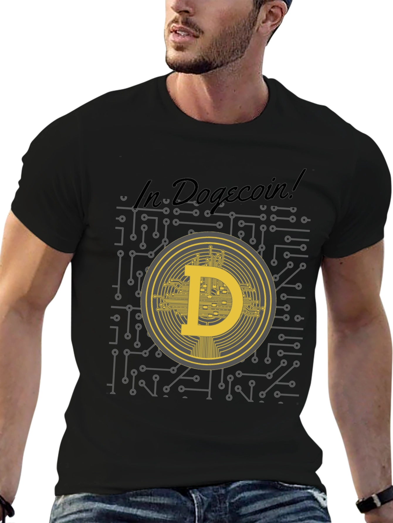 Dogecoin Crypto Graphic T-Shirt - Black