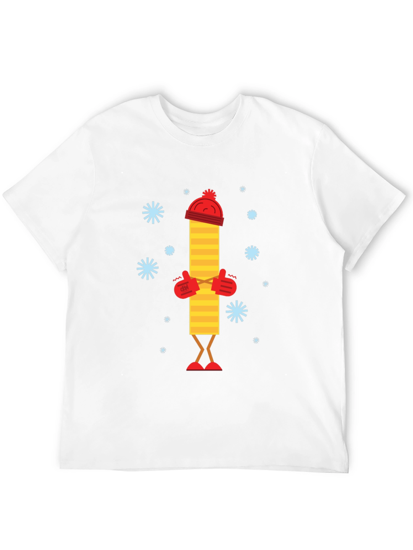 Whimsical Winter Stick Figure Black T-Shirt
