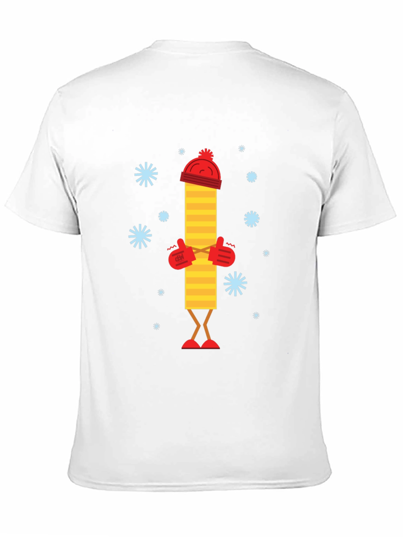 Whimsical Winter Stick Figure Black T-Shirt