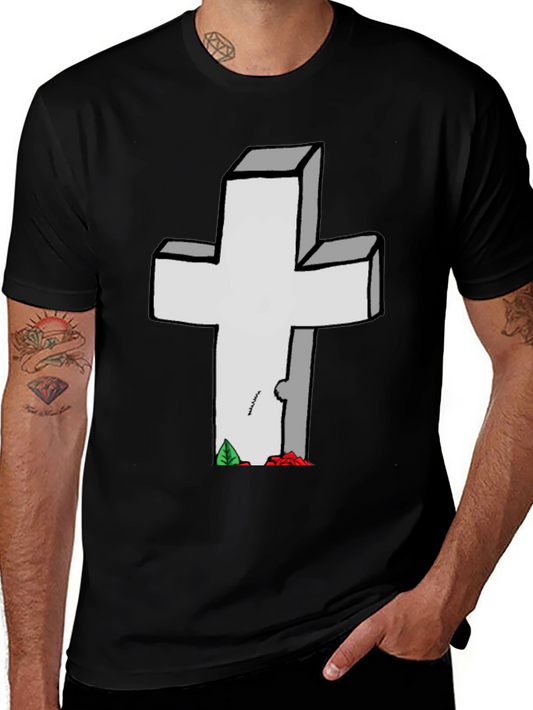 Grave Humor T-Shirt: Cross Tombstone Graphic Tee