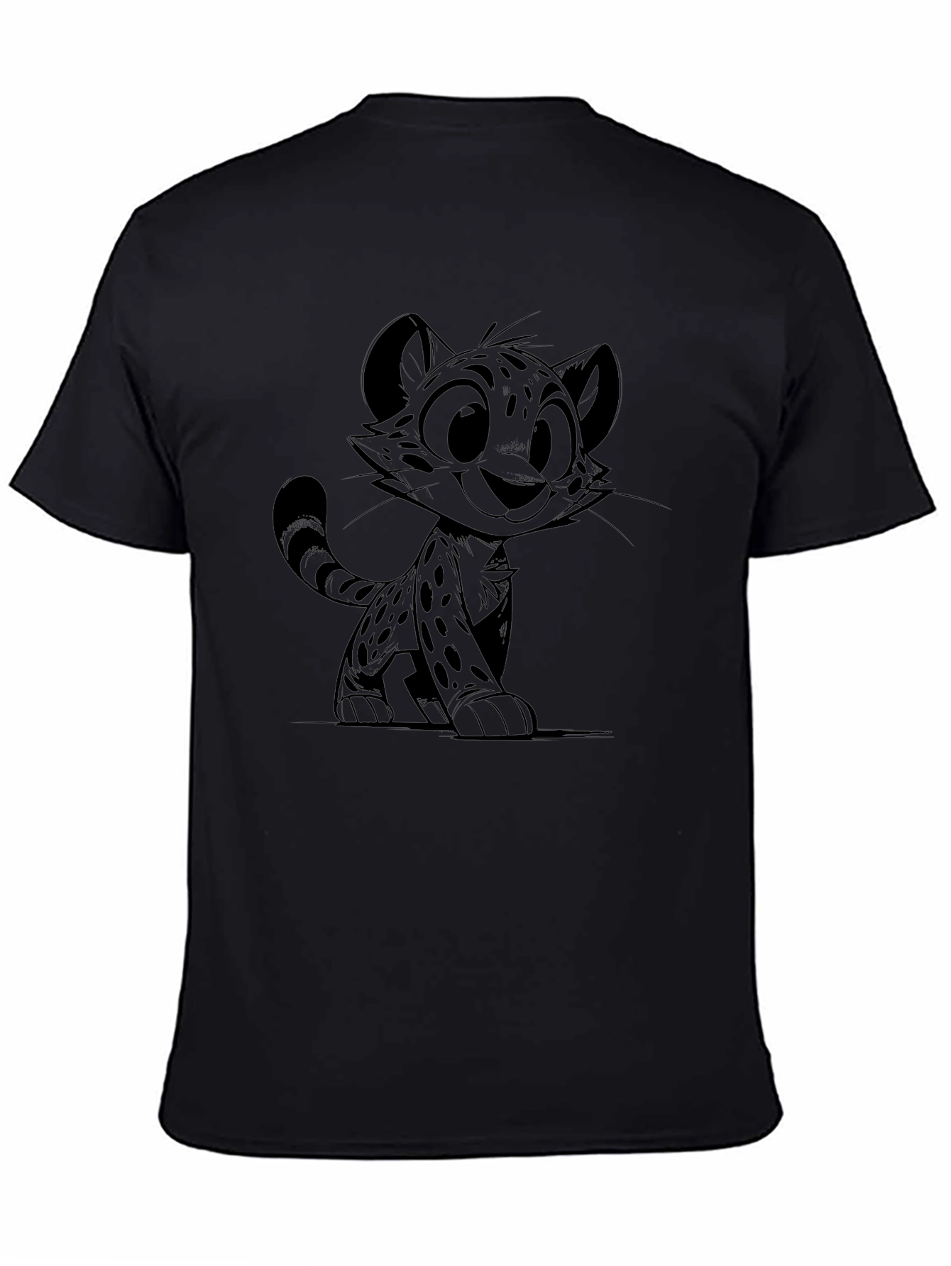 Cheetah Cub Graphic Tee - Black Cotton Blend Shirt