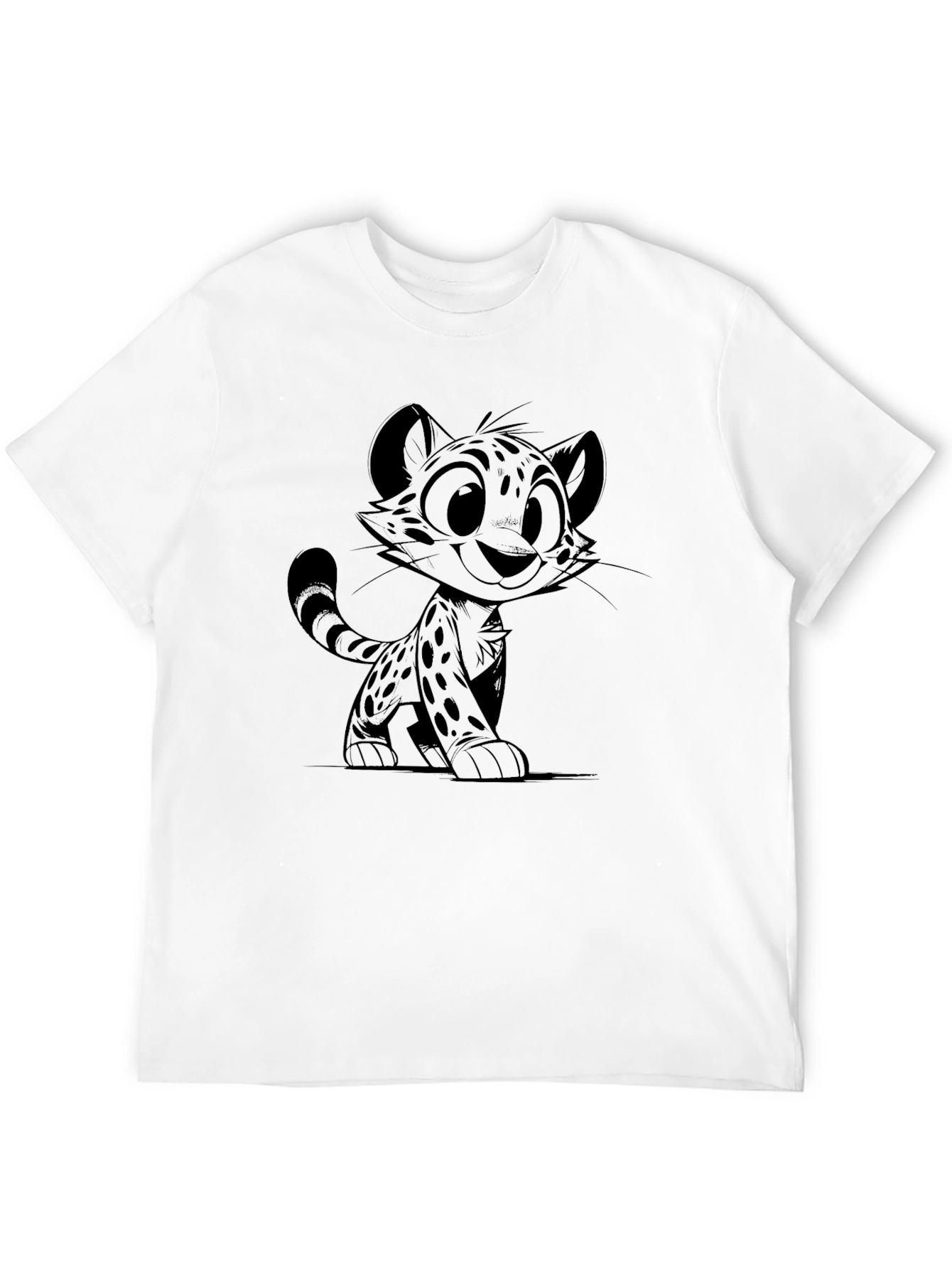 Cheetah Cub Graphic Tee - Black Cotton Blend Shirt