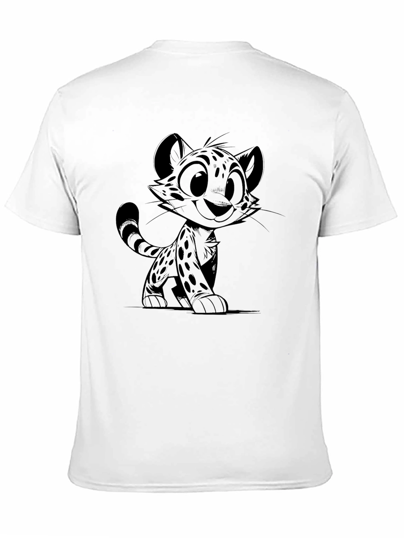 Cheetah Cub Graphic Tee - Black Cotton Blend Shirt