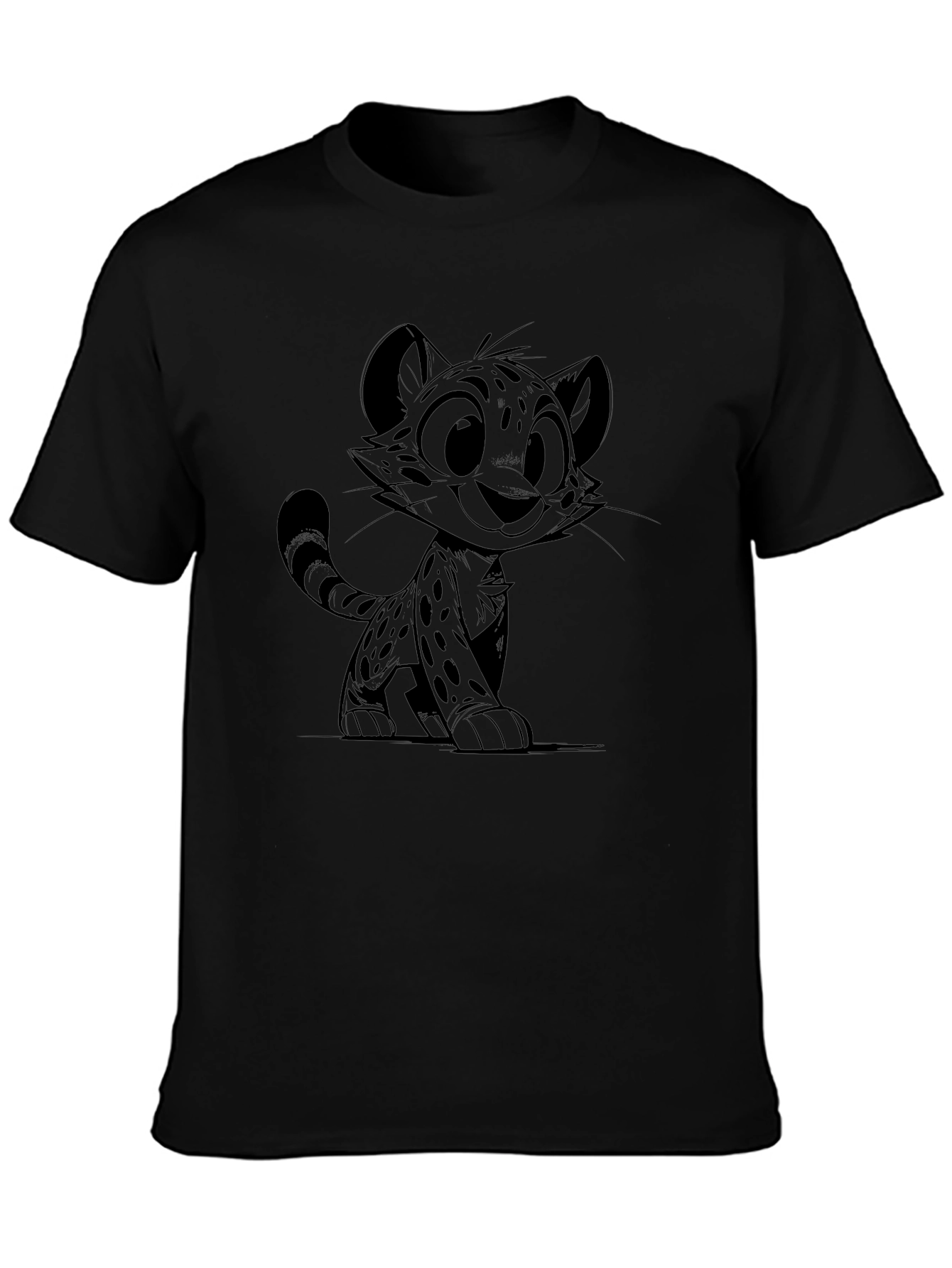 Cheetah Cub Graphic Tee - Black Cotton Blend Shirt