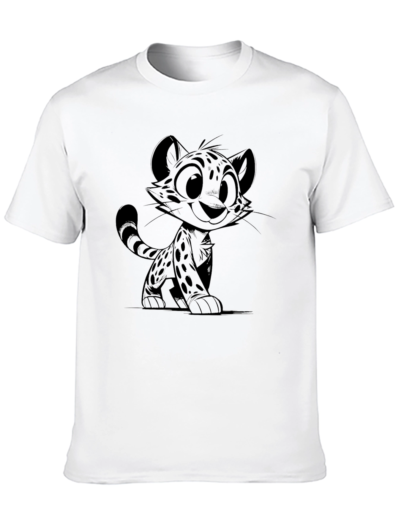 Cheetah Cub Graphic Tee - Black Cotton Blend Shirt