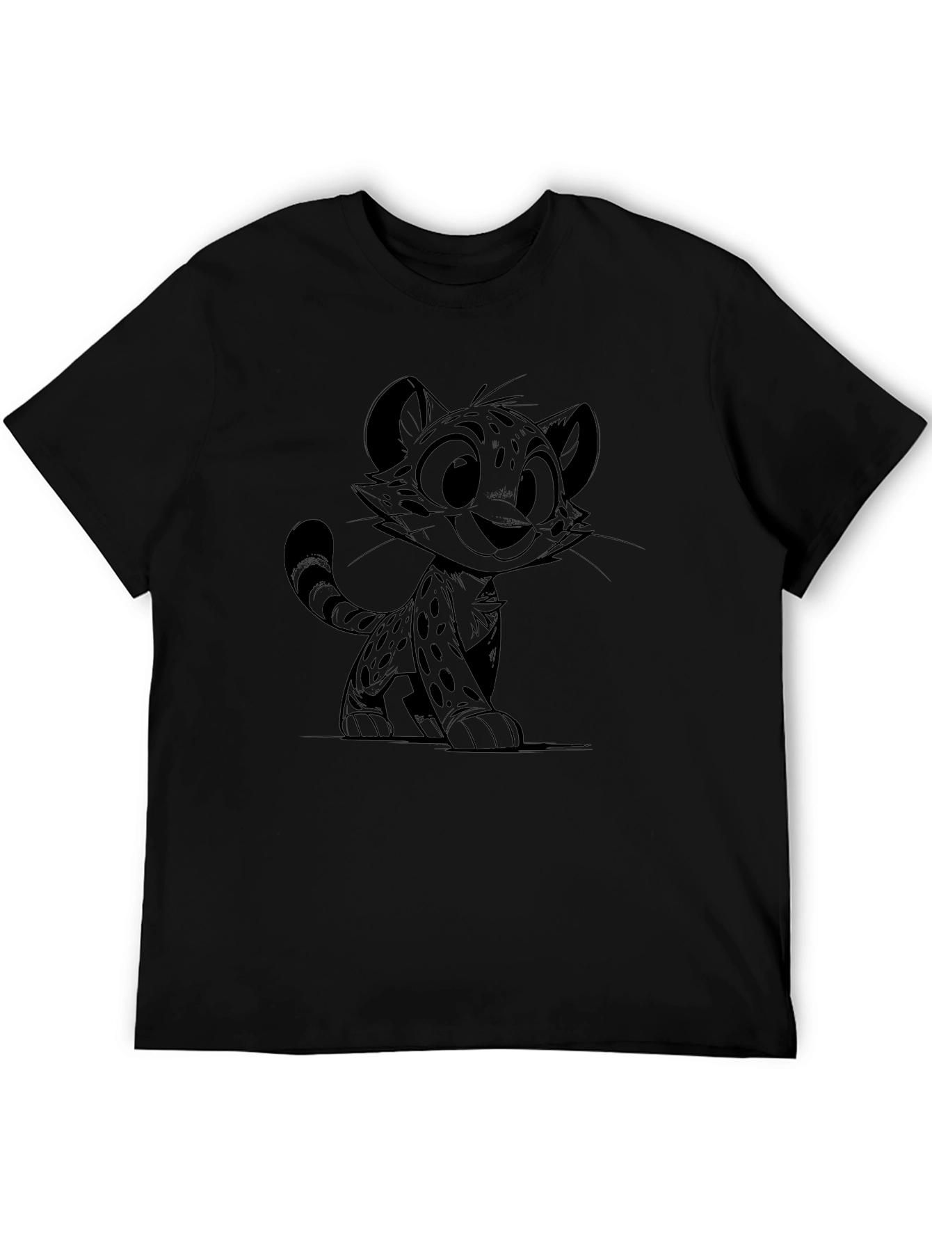 Cheetah Cub Graphic Tee - Black Cotton Blend Shirt