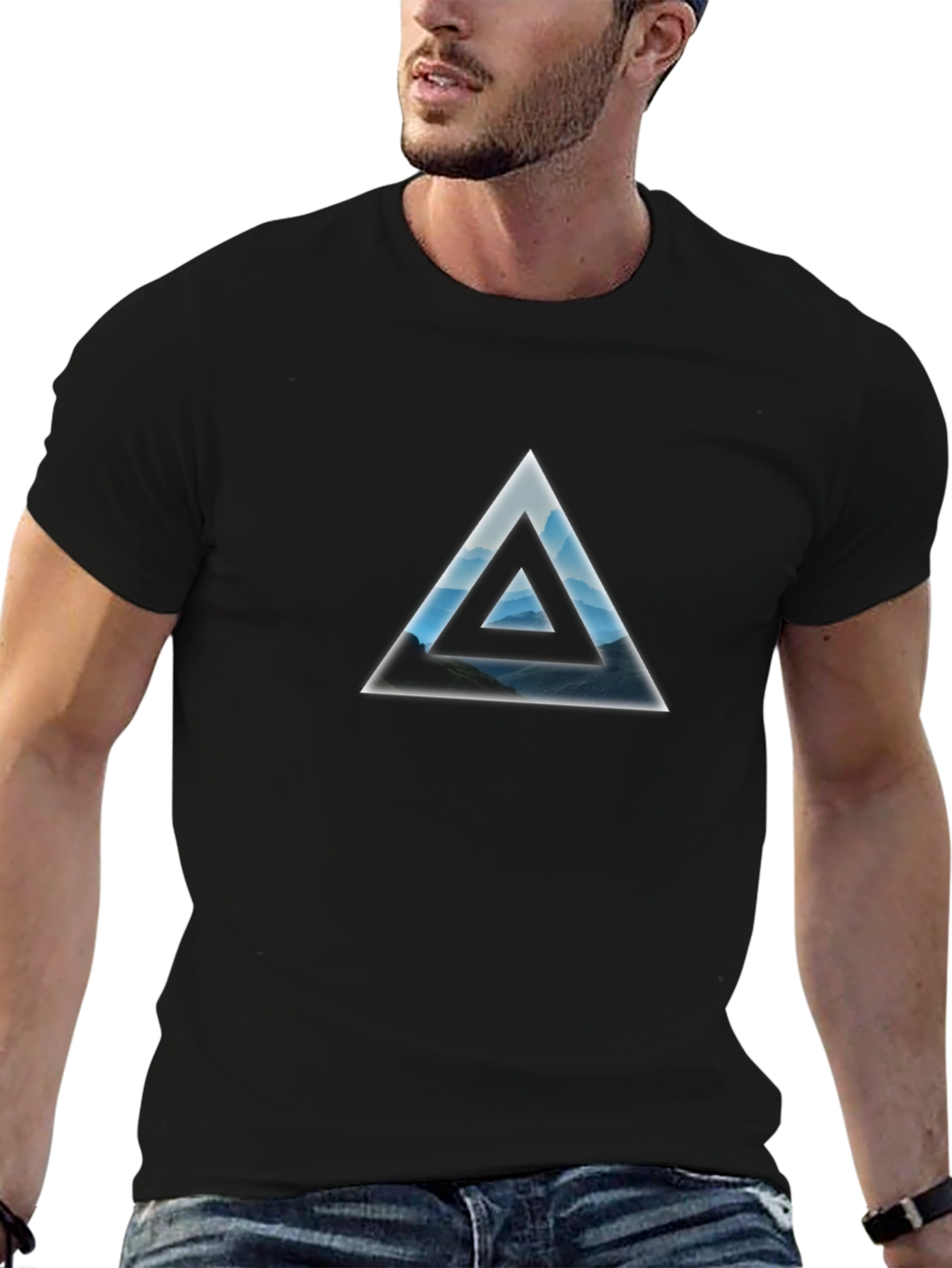 Mountainscape Triangle Black T-Shirt