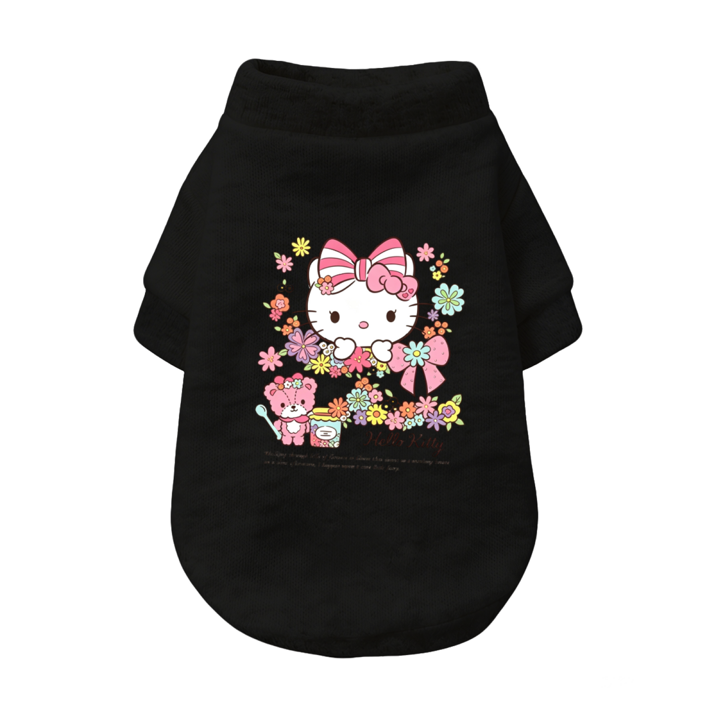 Blooming Floral Hello Kitty Pet Sweater, Kawaii Girly Puppy Cardigan
