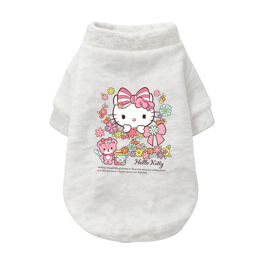 Blooming Floral Hello Kitty Pet Sweater, Kawaii Girly Puppy Cardigan