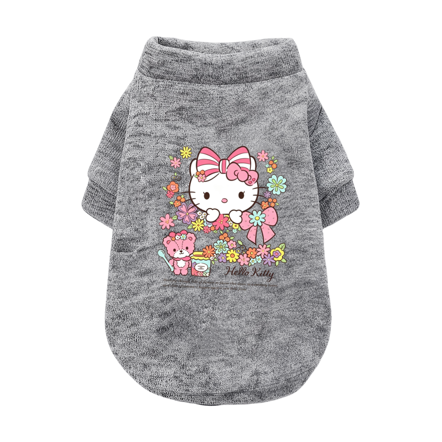 Blooming Floral Hello Kitty Pet Sweater, Kawaii Girly Puppy Cardigan