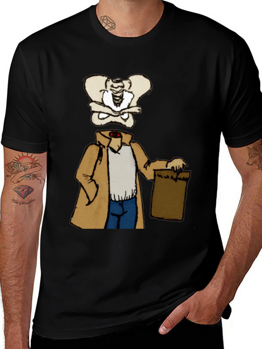 Funny Skeleton Trench Coat Graphic Tee