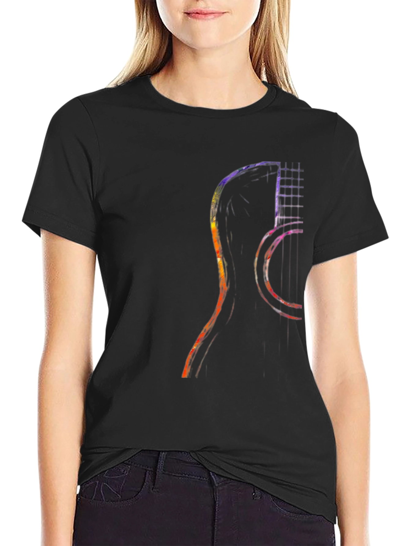Guitar Silhouette Graphic Tee - Modern Musician Shirt