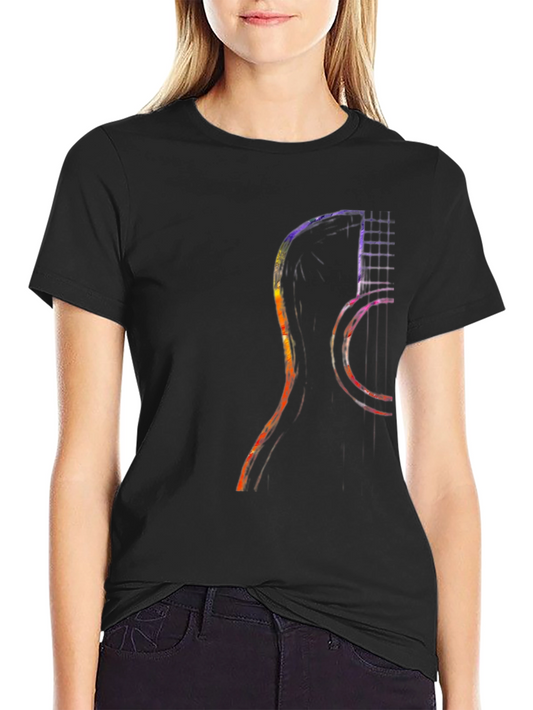 Guitar Silhouette Graphic Tee - Modern Musician Shirt