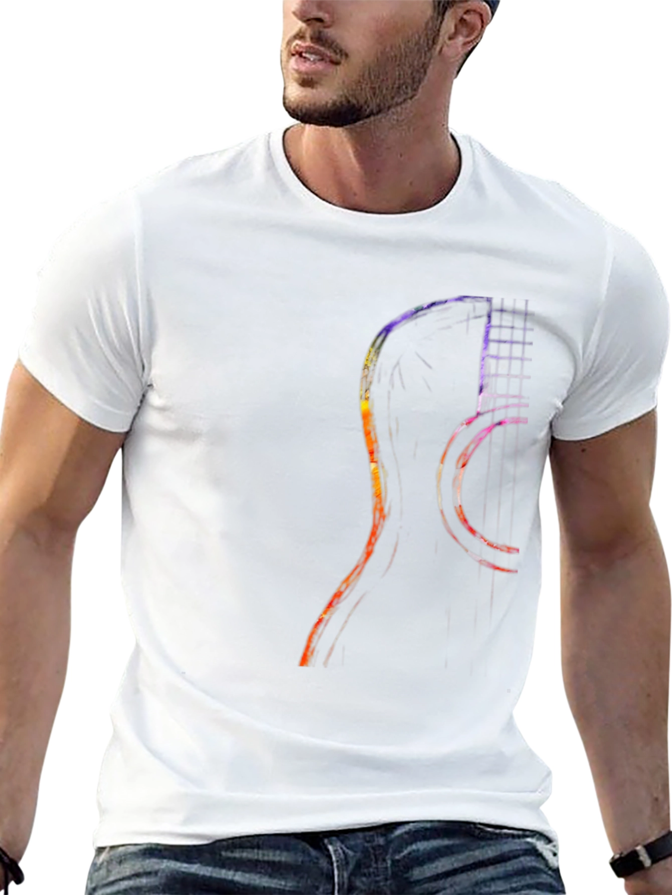 Guitar Silhouette Graphic Tee - Modern Musician Shirt