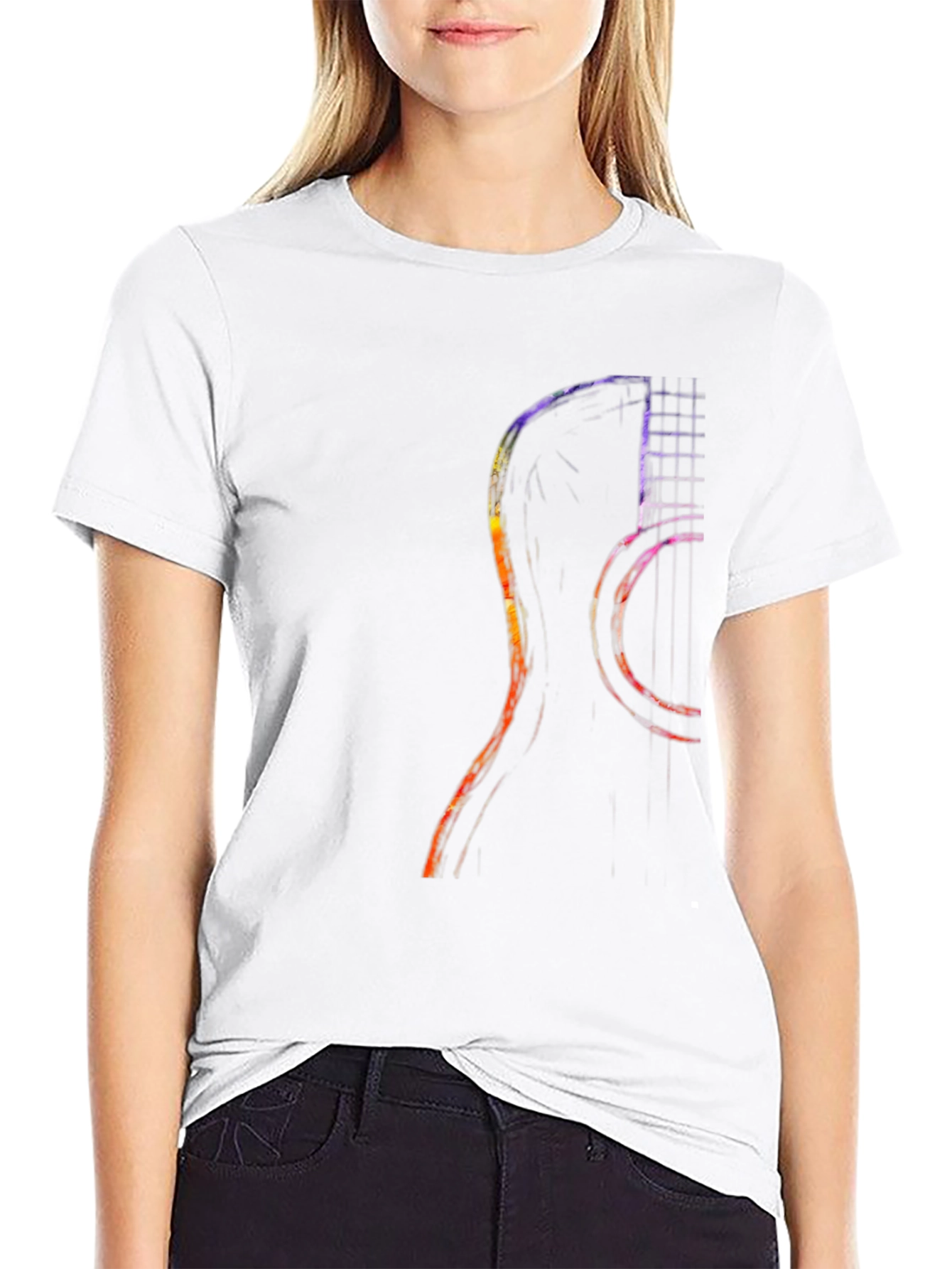 Guitar Silhouette Graphic Tee - Modern Musician Shirt