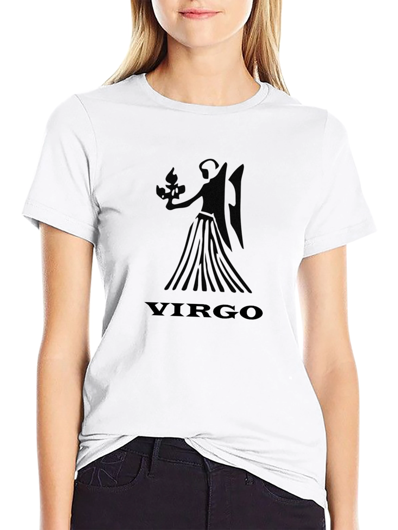 Virgo Zodiac Sign Black Graphic T-Shirt
