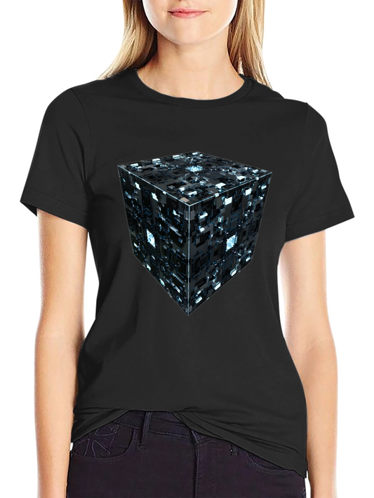 Abstract Tech Cube Graphic T-Shirt - Modern Design