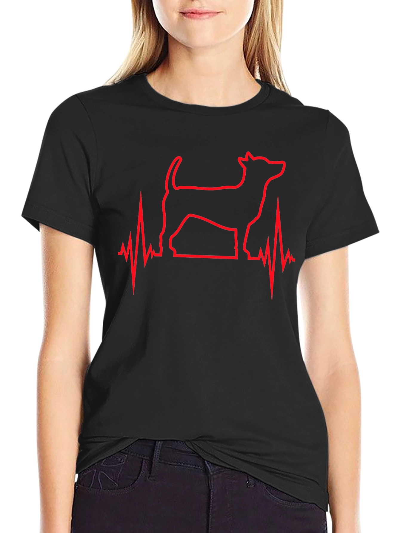 Dog Heartbeat Line Art T-Shirt