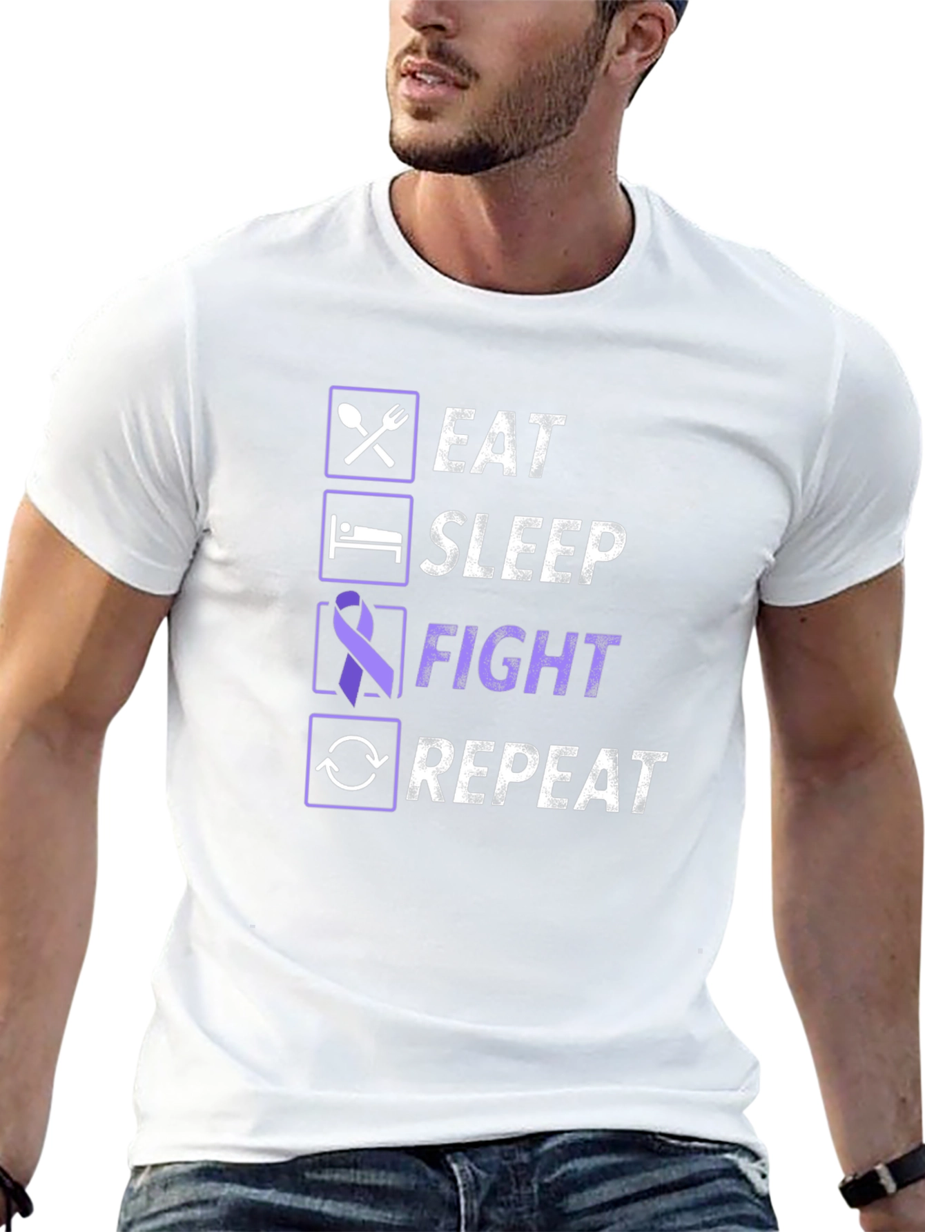 Eat Sleep Fight Repeat Awareness T-Shirt