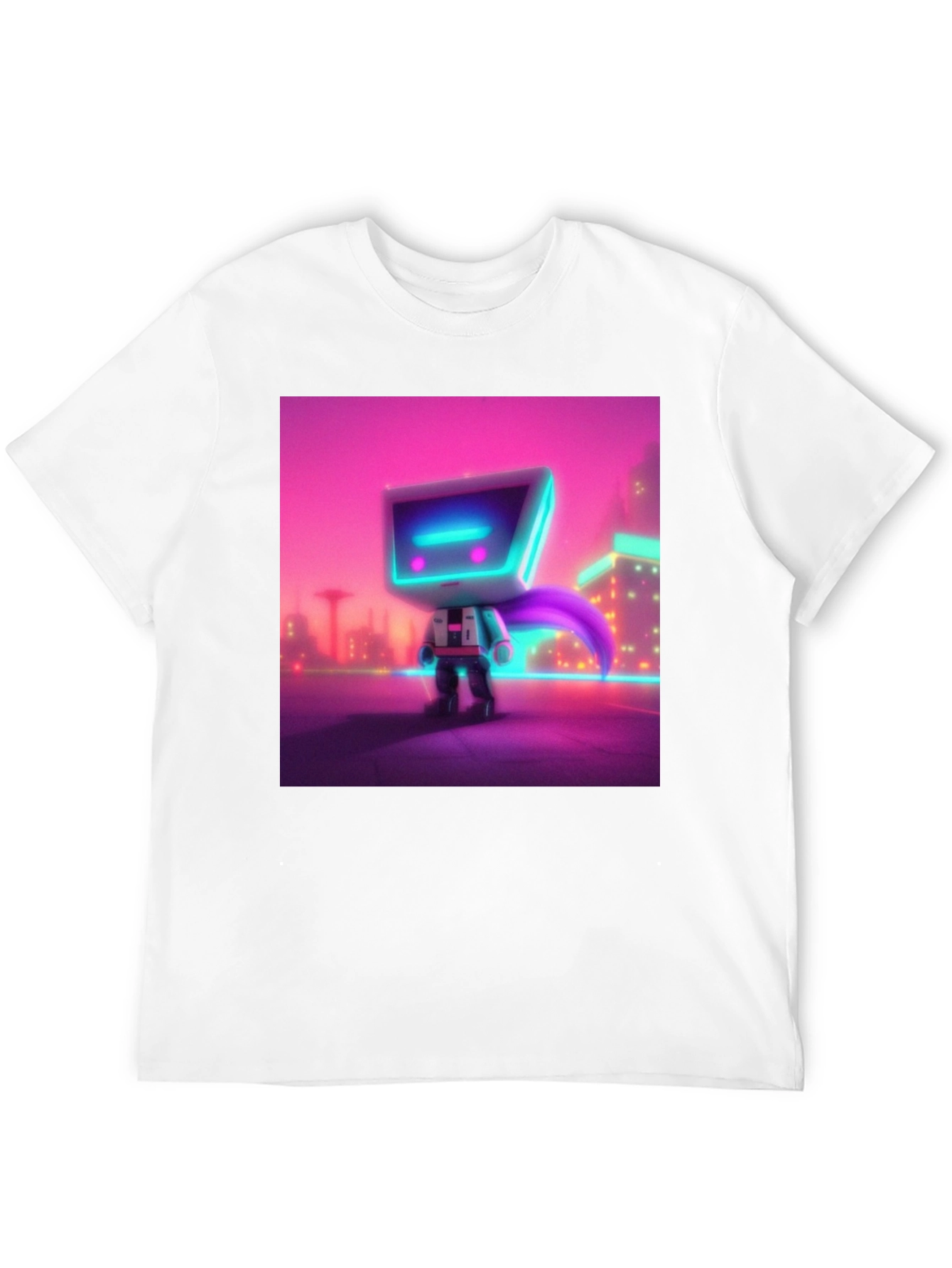 Cyberpunk Robot T-Shirt - Neon City Hero