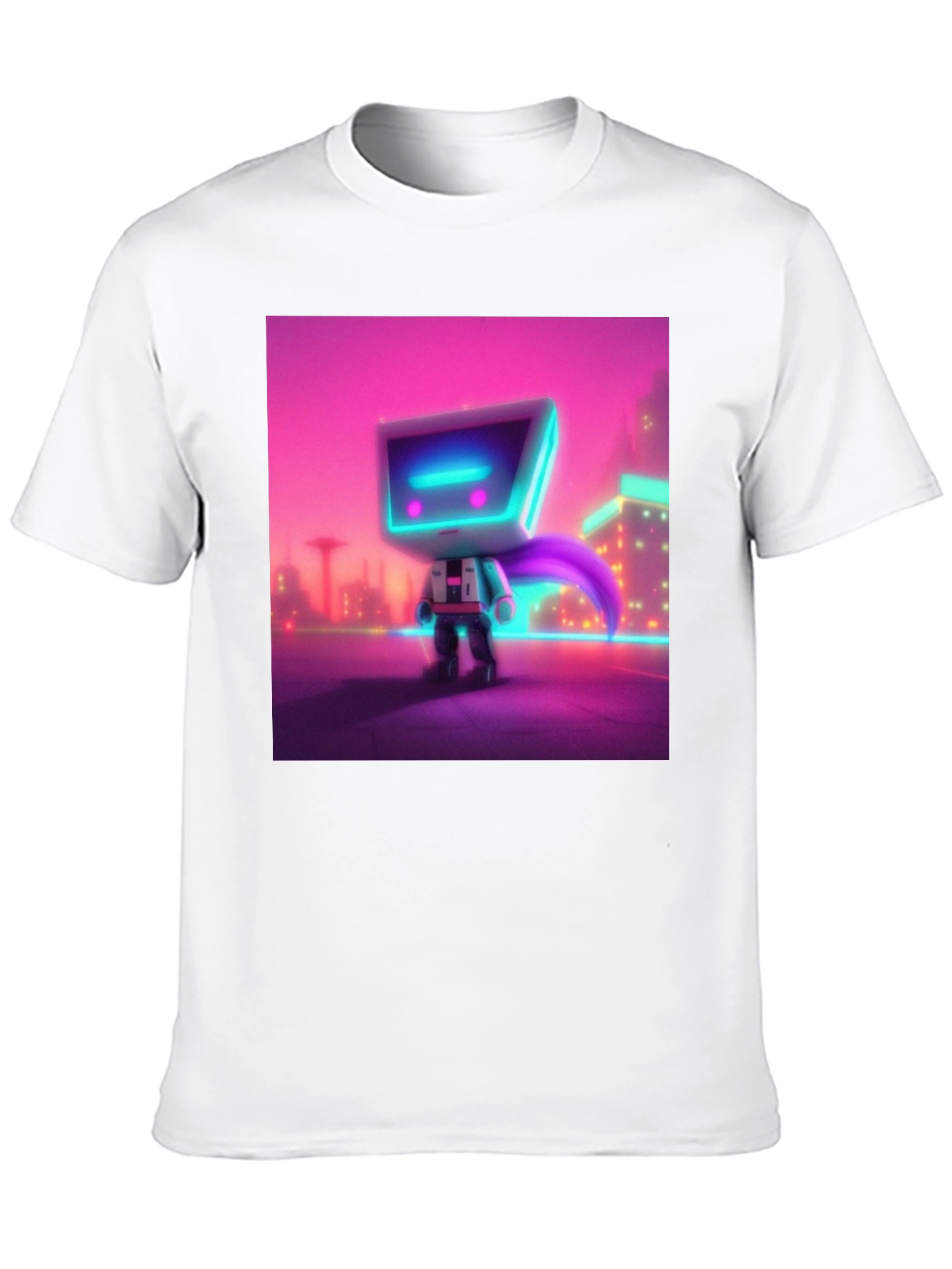 Cyberpunk Robot T-Shirt - Neon City Hero