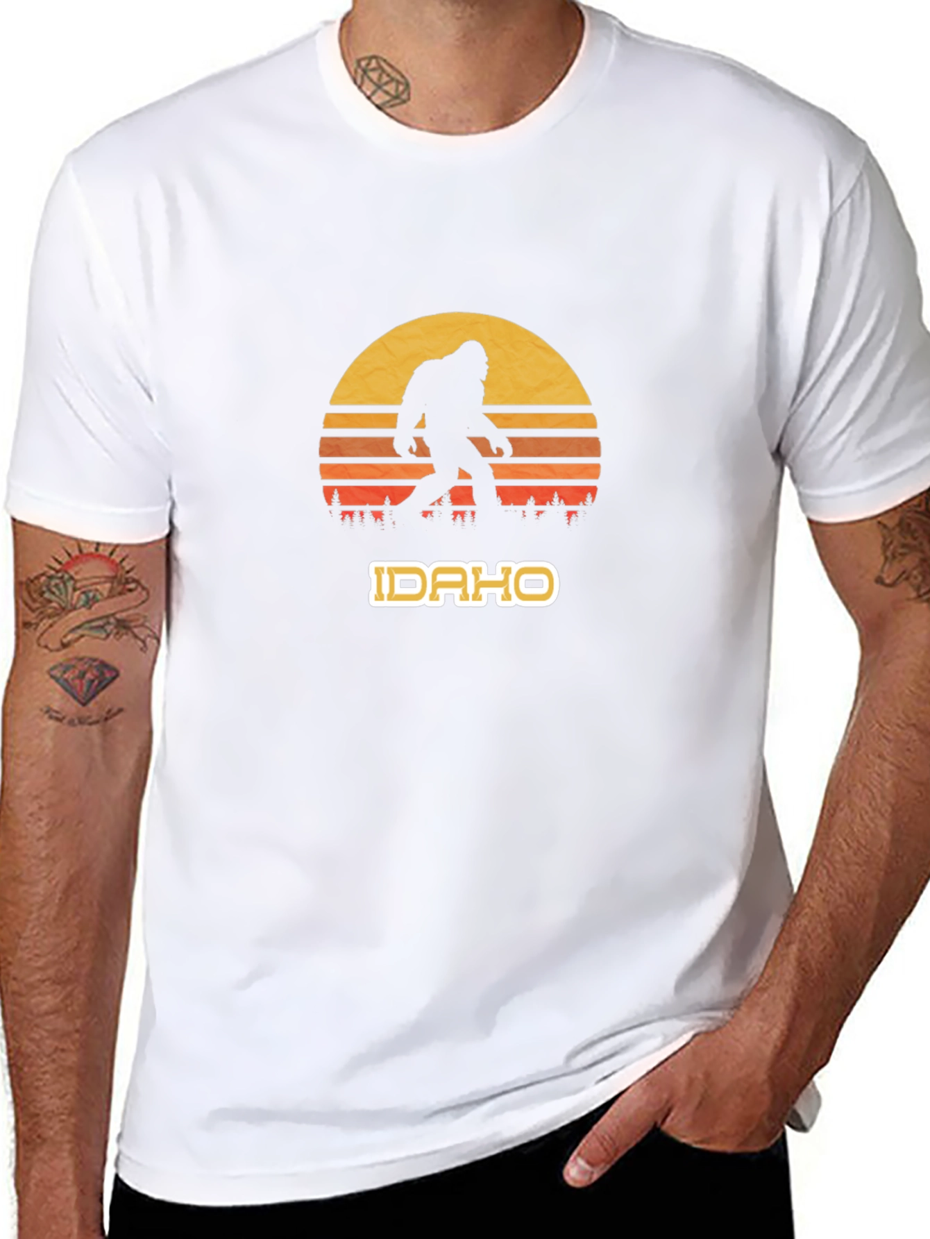 Idaho Bigfoot Sunset Graphic Tee - Black
