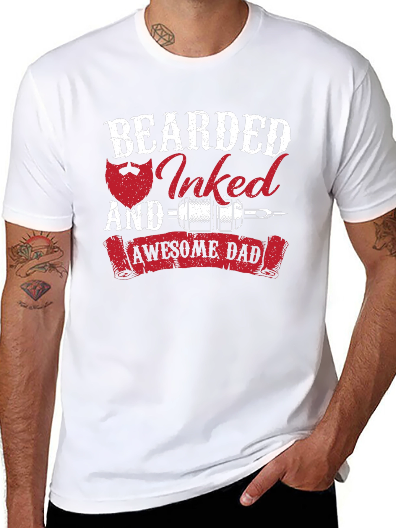 Bearded Inked Awesome Dad T-Shirt