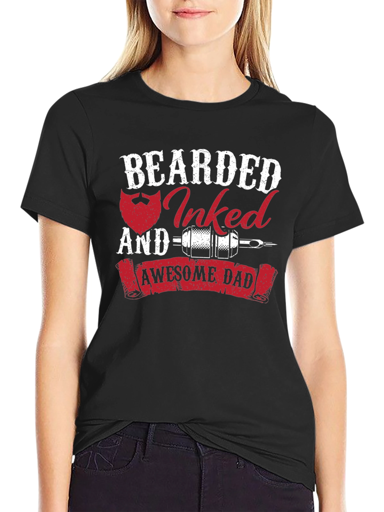 Bearded Inked Awesome Dad T-Shirt