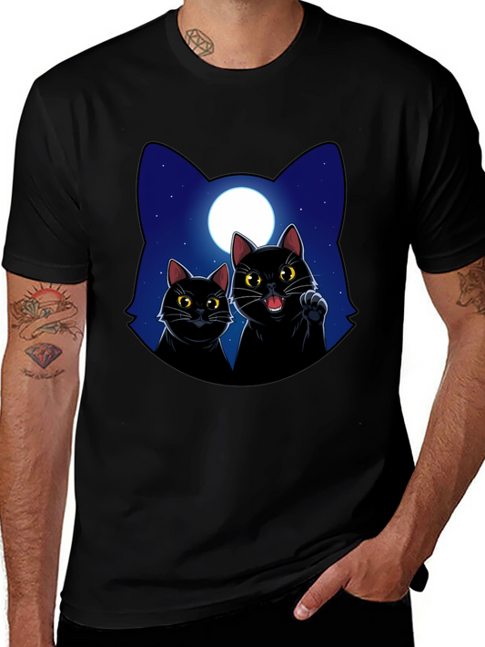 Black Cat Moon Graphic T-Shirt