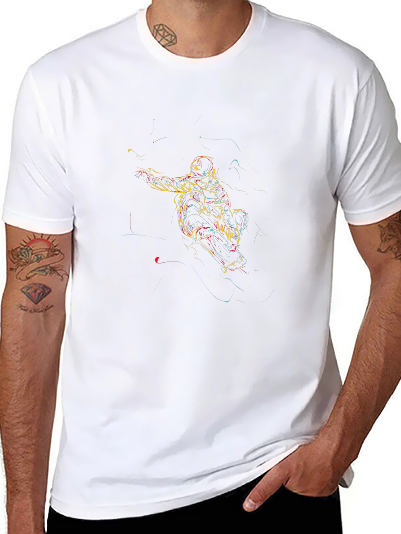 Abstract Athlete Graphic Tee - Black T-Shirt
