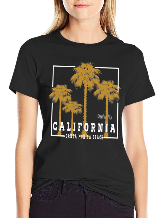 California Santa Monica Beach Graphic T-Shirt