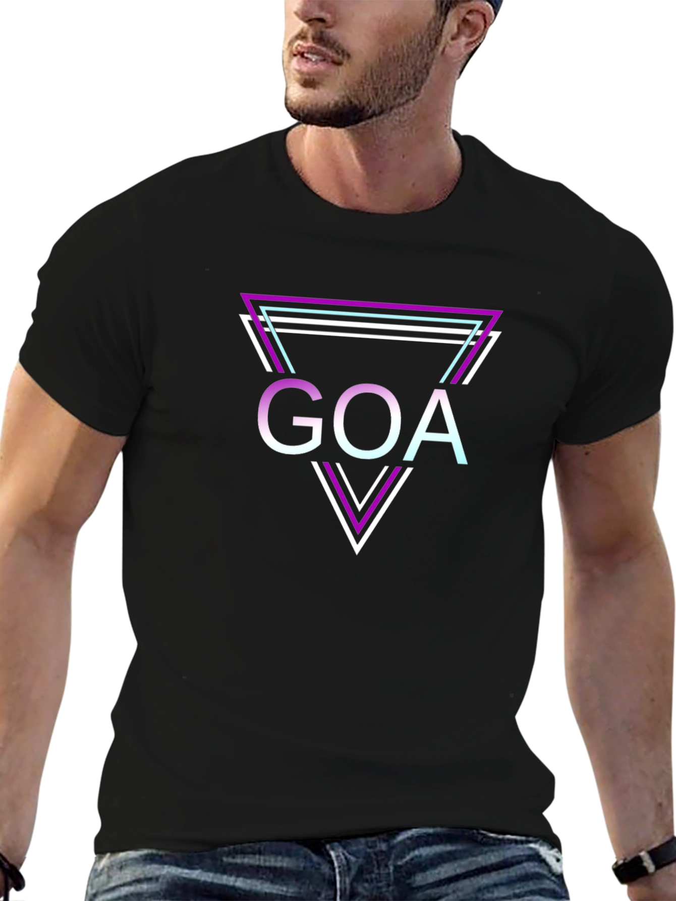 Mens Black Goa Triangle Graphic Tee