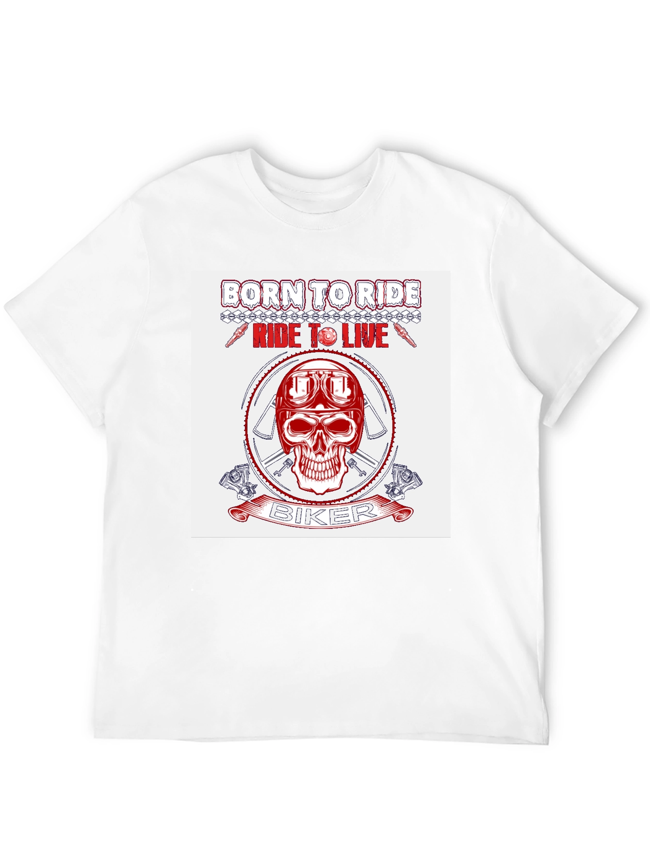 Biker Skull Graphic T-Shirt - Ride to Live Design