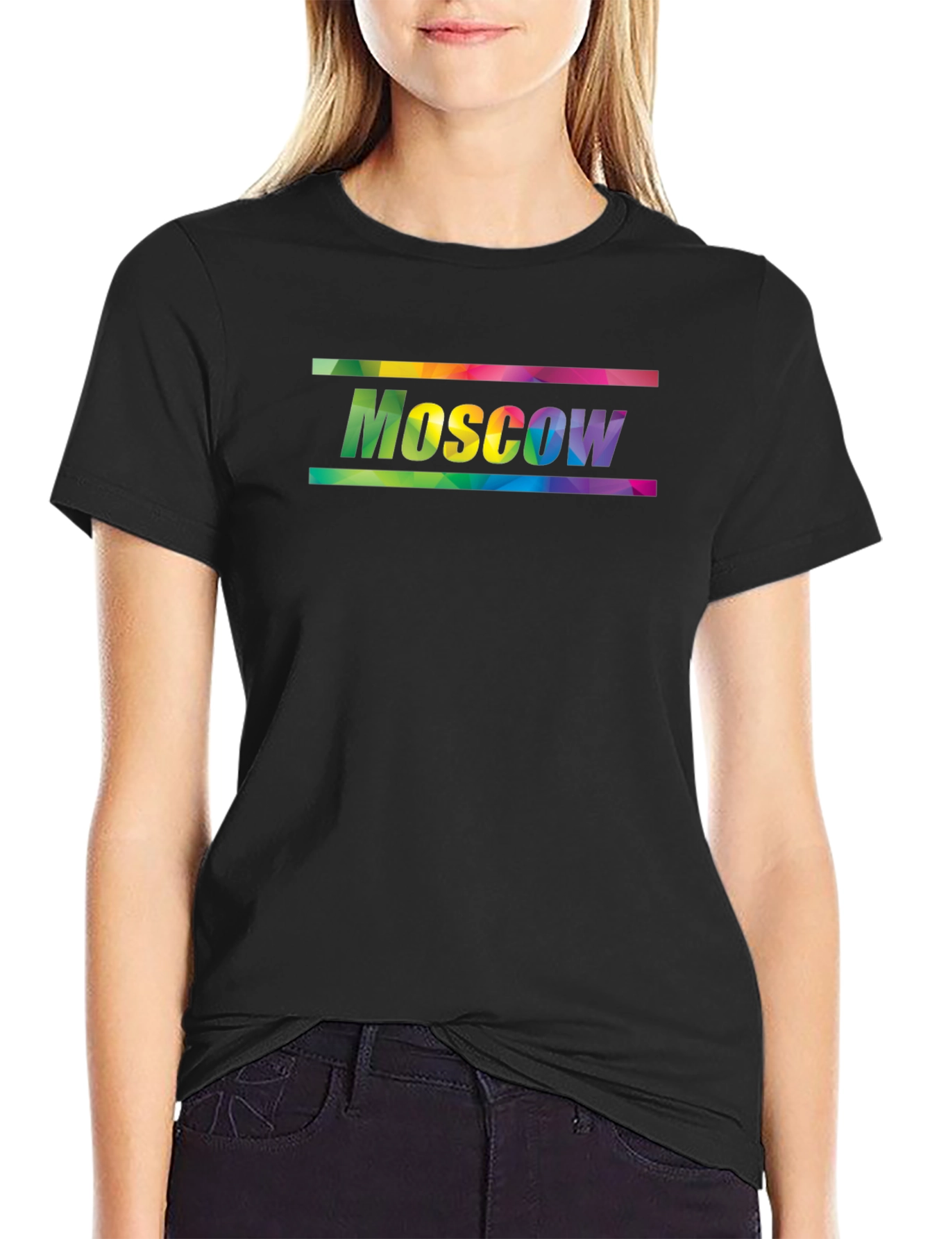 Moscow Rainbow Graphic Tee - Black